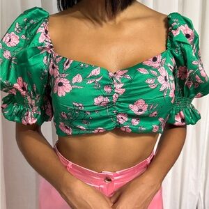 Floral Green and Pink Women's Top